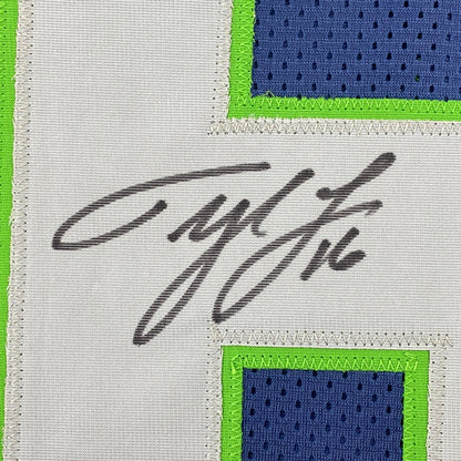 Autographed/Signed Tyler Lockett Seattle Blue Football Jersey JSA COA