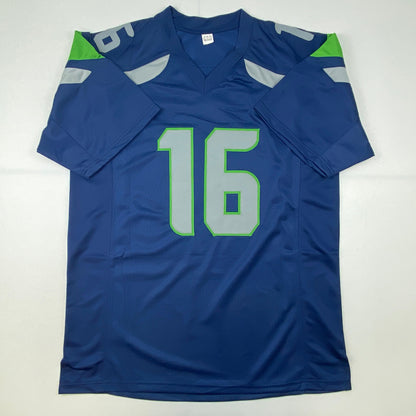 Autographed/Signed Tyler Lockett Seattle Blue Football Jersey JSA COA