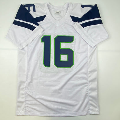 Autographed/Signed Tyler Lockett Seattle White Football Jersey JSA COA
