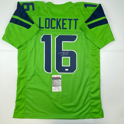 Autographed/Signed Tyler Lockett Seattle Green Color Rush Football Jersey JSA COA