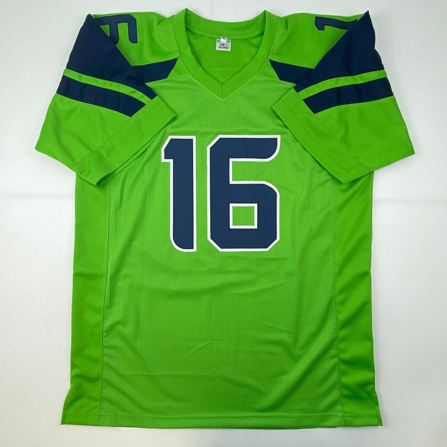 Autographed/Signed Tyler Lockett Seattle Green Color Rush Football Jersey JSA COA