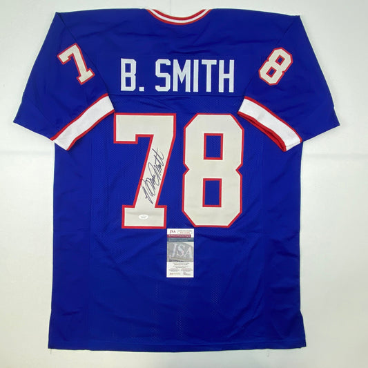 Autographed/Signed Bruce Smith Buffalo Blue Football Jersey JSA COA