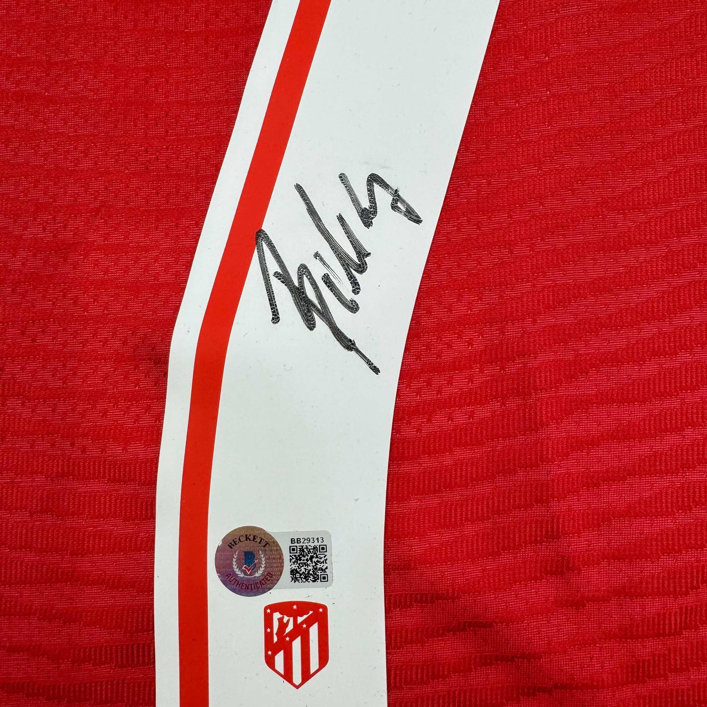 Autographed/Signed Joao Felix Atletico Madrid Red Soccer Jersey Beckett BAS COA