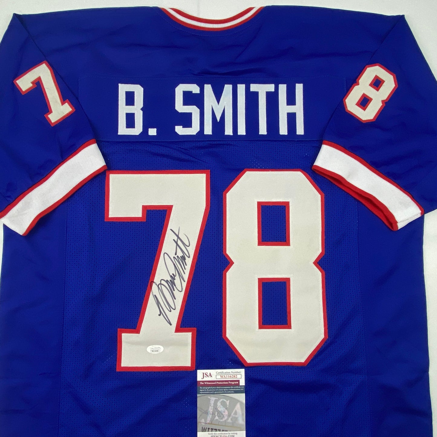 Autographed/Signed Bruce Smith Buffalo Blue Football Jersey JSA COA