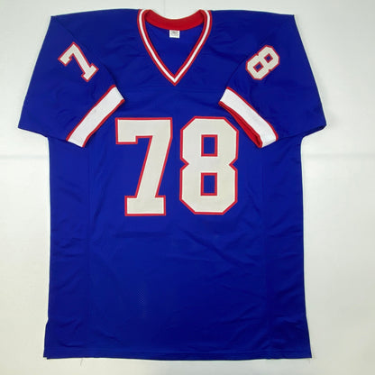 Autographed/Signed Bruce Smith Buffalo Blue Football Jersey JSA COA