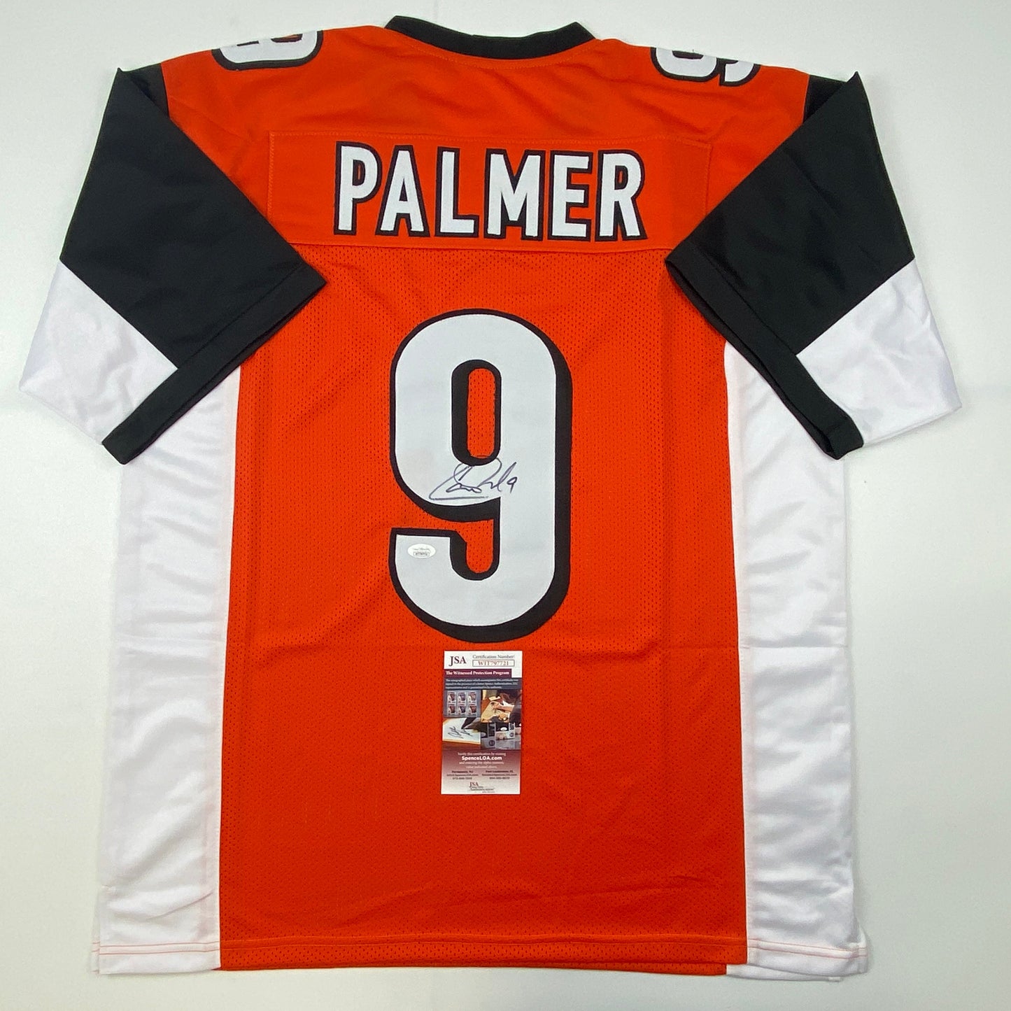 Autographed/Signed Carson Palmer Cincinnati Orange Football Jersey JSA COA