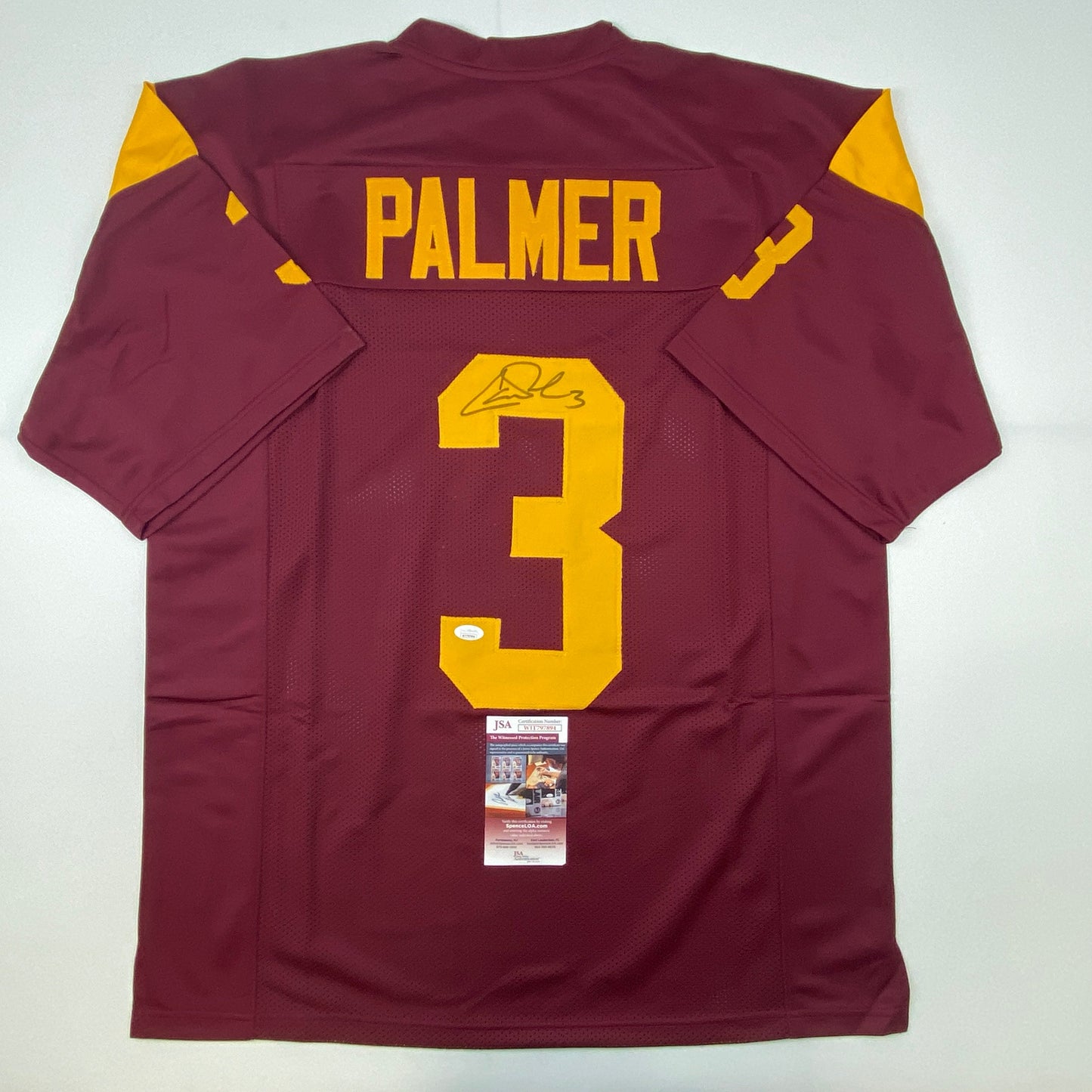 Autographed/Signed Carson Palmer USC Southen Cal Maroon College Football Jersey JSA COA