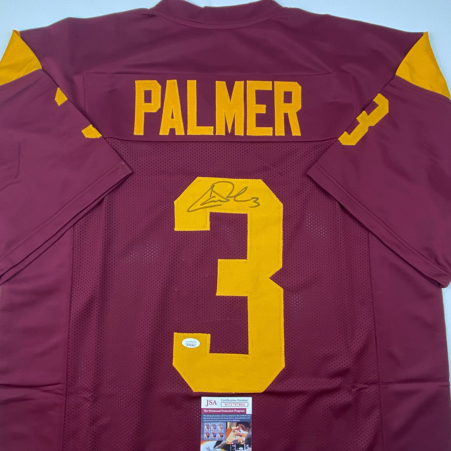 Autographed/Signed Carson Palmer USC Southen Cal Maroon College Football Jersey JSA COA
