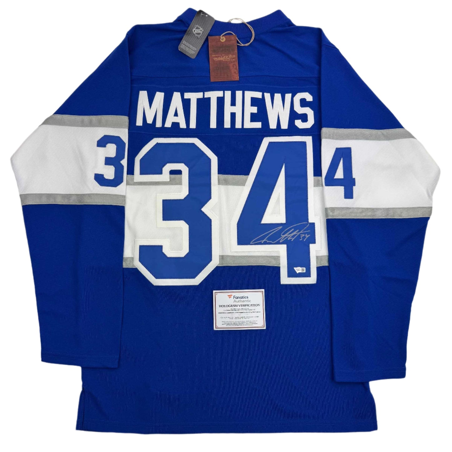 Autographed/Signed Auston Matthews Toronto Maple Leafs Authentic Mitchell & Ness Blue Hockey Jersey Fanatics COA