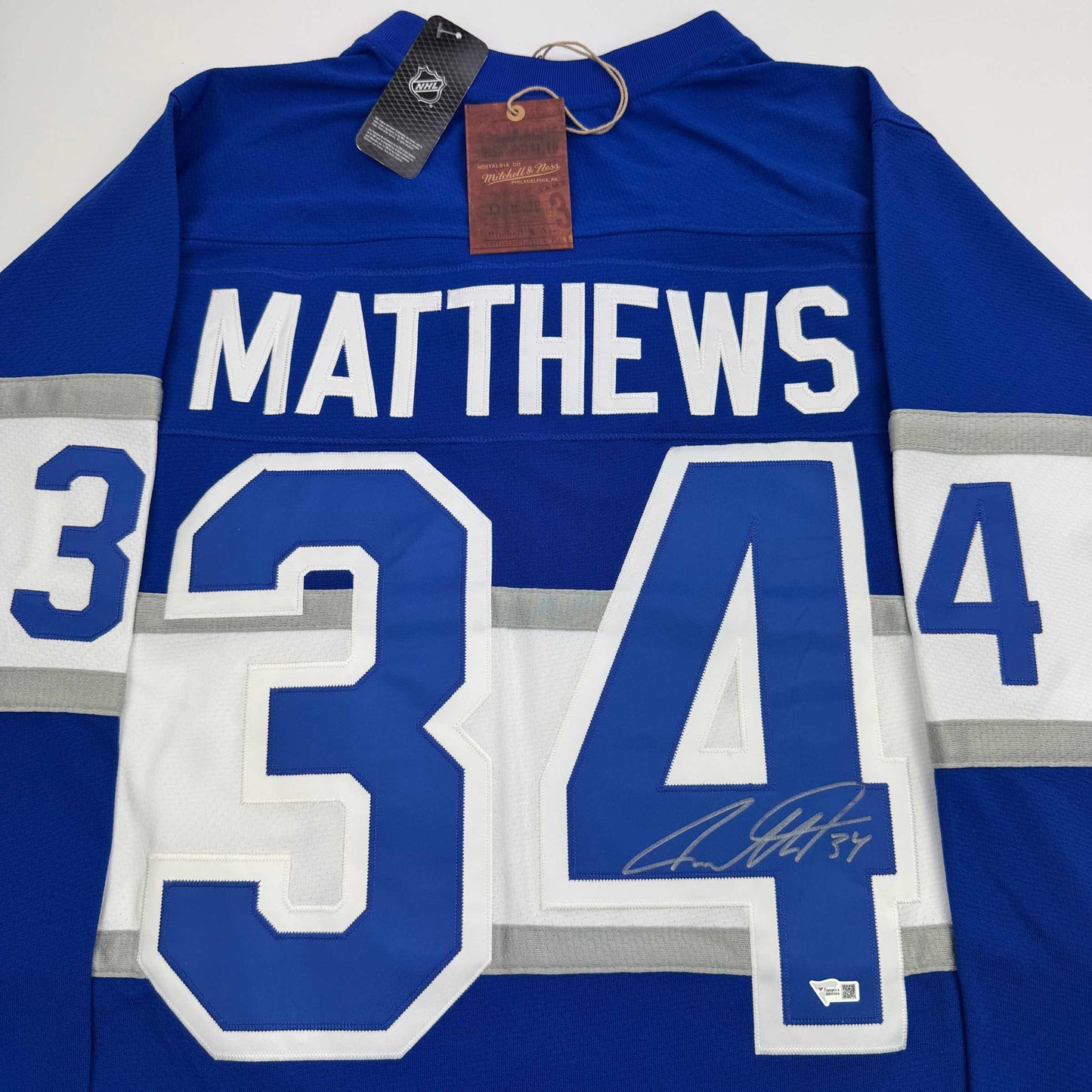 Autographed/Signed Auston Matthews Toronto Maple Leafs Authentic Mitchell & Ness Blue Hockey Jersey Fanatics COA