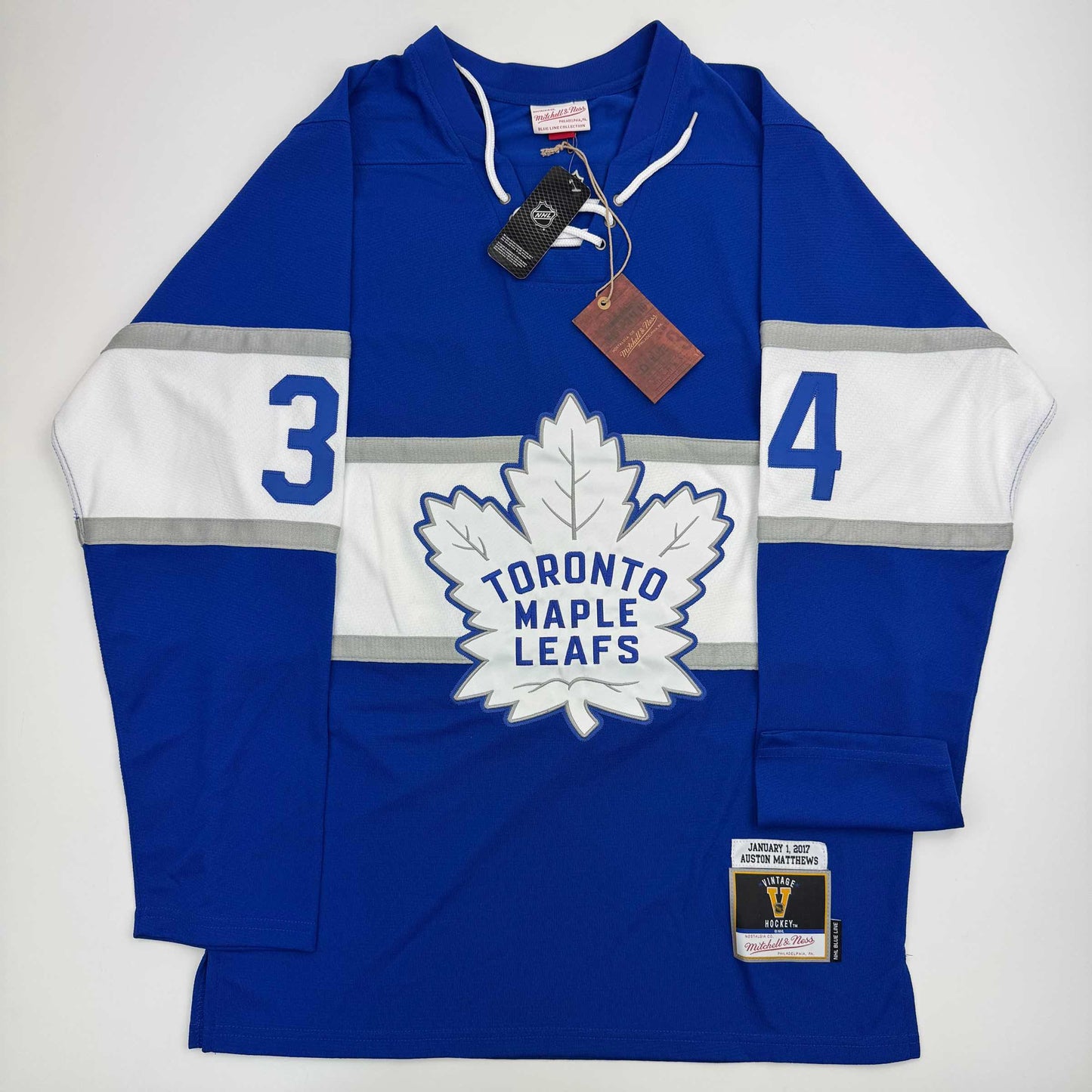 Autographed/Signed Auston Matthews Toronto Maple Leafs Authentic Mitchell & Ness Blue Hockey Jersey Fanatics COA