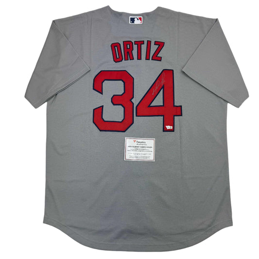 Autographed/Signed David Ortiz Boston Red Sox Grey Baseball Jersey Fanatics COA