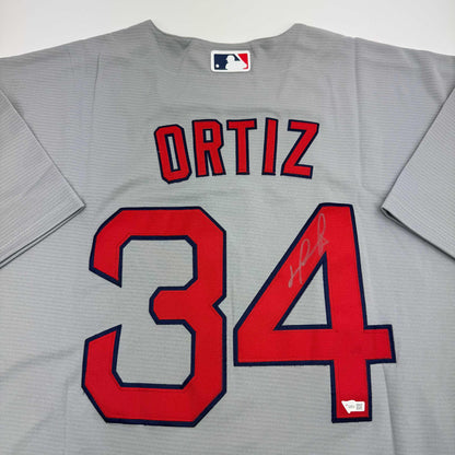 Autographed/Signed David Ortiz Boston Red Sox Grey Baseball Jersey Fanatics COA