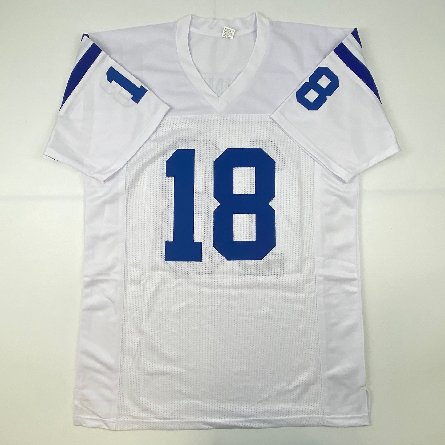 Autographed/Signed Peyton Manning Indianapolis White Football Jersey JSA COA