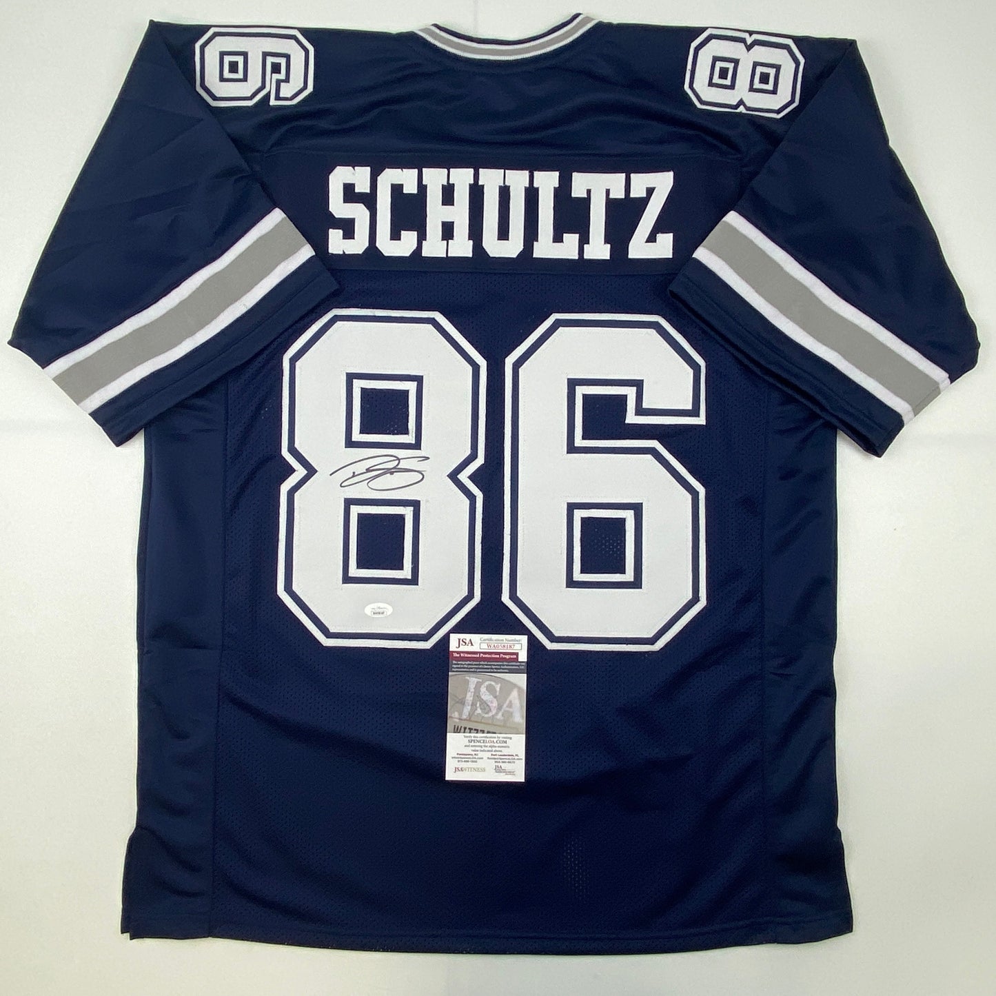 Autographed/Signed Dalton Schultz Dallas Dark Blue Football Jersey JSA COA