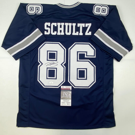 Autographed/Signed Dalton Schultz Dallas Dark Blue Football Jersey JSA COA