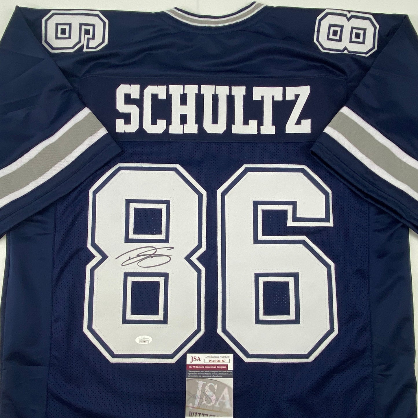 Autographed/Signed Dalton Schultz Dallas Dark Blue Football Jersey JSA COA