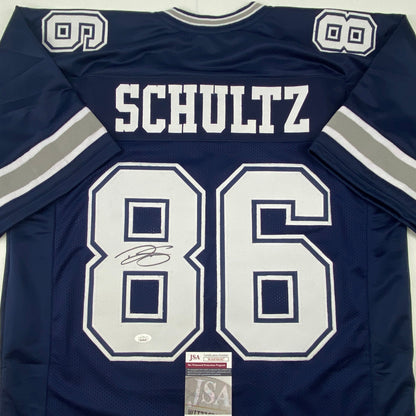 Autographed/Signed Dalton Schultz Dallas Dark Blue Football Jersey JSA COA
