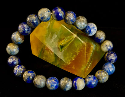 Reiki-Infused Natural Lapis Lazuli Bracelet for Truth, Inner Wisdom & Mindful Focus (8mm, 10mm & 12mm)