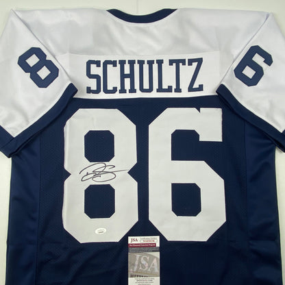 Autographed/Signed Dalton Schultz Dallas Thanksgiving Day Football Jersey JSA COA