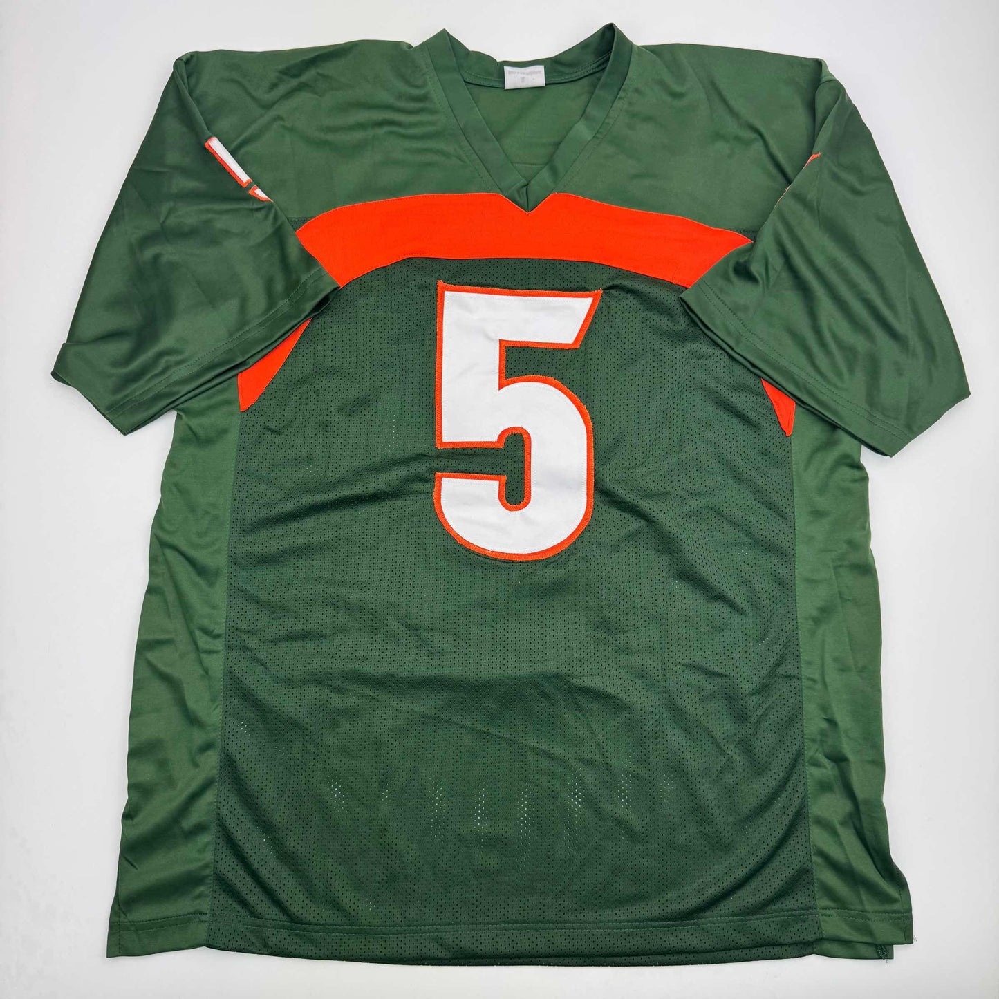 Autographed/Signed Andre Johnson Miami Green College Football Jersey JSA COA