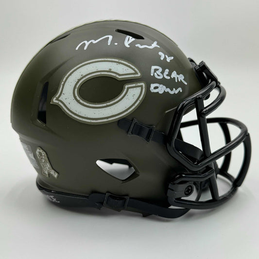 Autographed/Signed Montez Sweat Salute To Service Chicago Bears Mini Football Helmet Beckett BAS COA