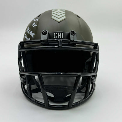 Autographed/Signed Montez Sweat Salute To Service Chicago Bears Mini Football Helmet Beckett BAS COA