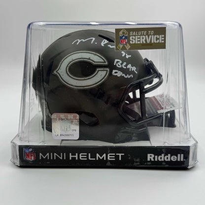 Autographed/Signed Montez Sweat Salute To Service Chicago Bears Mini Football Helmet Beckett BAS COA