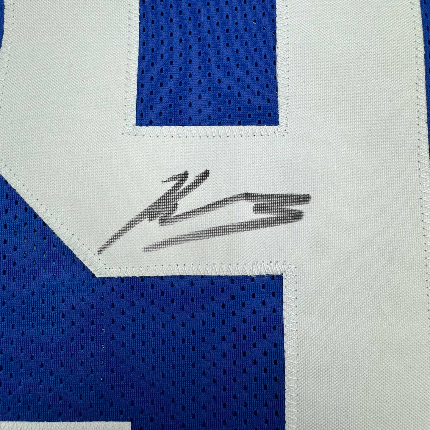 Framed Autographed/Signed Kenneth Walker 35x39 Seattle Retro Blue Football Jersey Beckett BAS COA