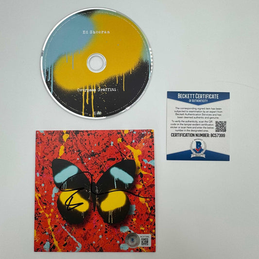Autographed/Signed Ed Sheeran Overpass Graffiti Album CD Cover Disk Beckett BAS COA