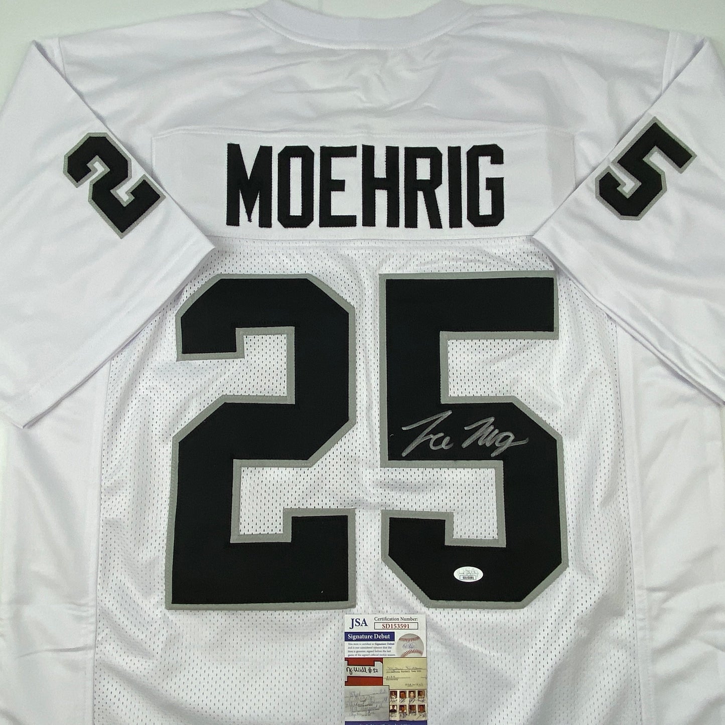 Autographed/Signed Trevon Moehrig Las Vegas Oakland White Football Jersey JSA COA