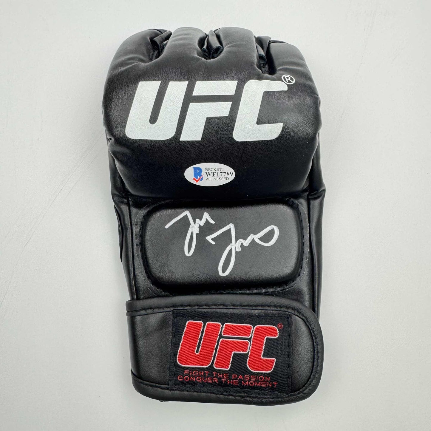 Autographed/Signed Jon Bones Jones Black UFC MMA Glove Ultimate Fighting Beckett BAS COA
