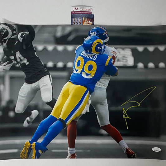 Autographed/Signed Aaron Donald Los Angeles LA Rams 16x20 Football Photo JSA COA #4