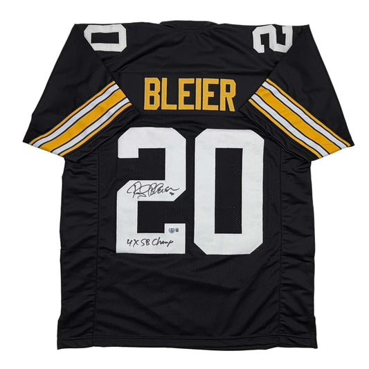 Autographed/Signed Rocky Bleier 4x SB Champ Pittsburgh Black Football Jersey Beckett BAS COA