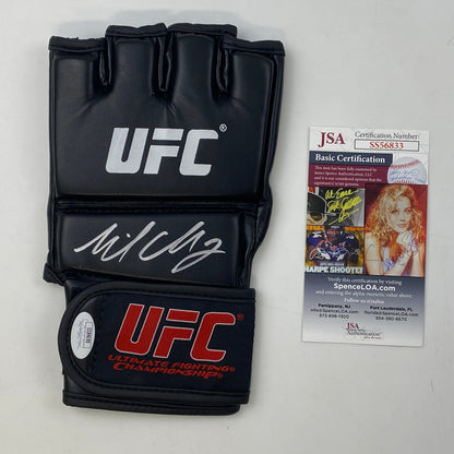 Autographed/Signed Michael Chandler Black UFC MMA Glove Ultimate Fighting JSA COA