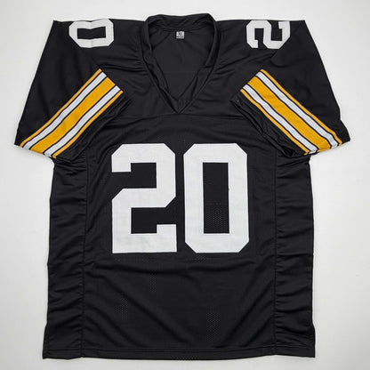 Autographed/Signed Rocky Bleier 4x SB Champ Pittsburgh Black Football Jersey Beckett BAS COA