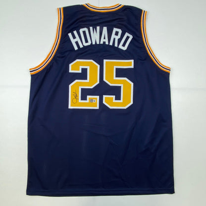 Autographed/Signed Juwan Howard Michigan Blue College Basketball Jersey Beckett BAS COA