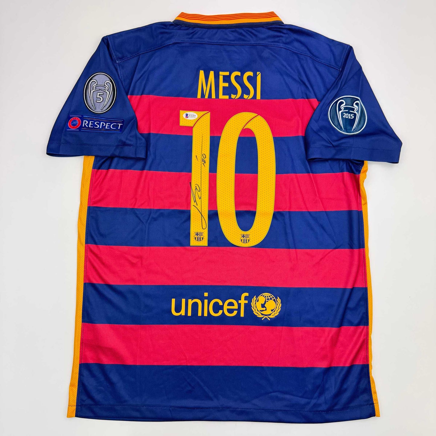 Autographed/Signed Lionel Leo Messi FC Barcelona Soccer Jersey Beckett BAS COA