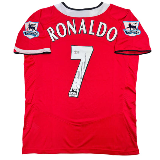 Autographed/Signed Cristiano Ronaldo Manchester United Red Soccer Jersey Beckett BAS COA