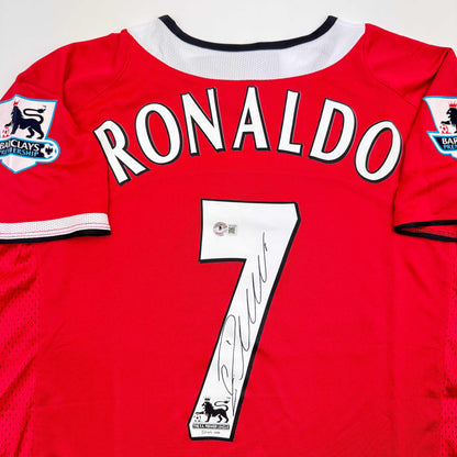 Autographed/Signed Cristiano Ronaldo Manchester United Red Soccer Jersey Beckett BAS COA