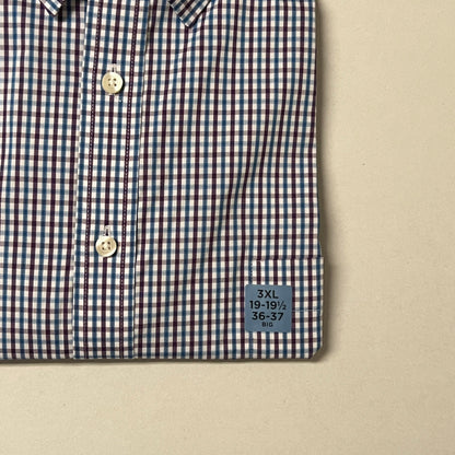 STAFFORD Men's Plum Checked Smart Tech Performance Poplin