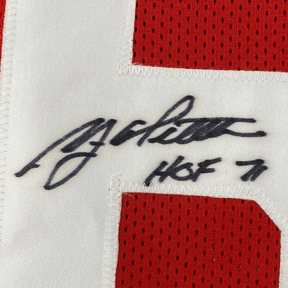 Autographed/Signed YA Y.A. Tittle HOF 71 #64 San Francisco Red Football Jersey JSA COA