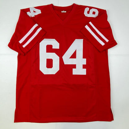 Autographed/Signed YA Y.A. Tittle HOF 71 #64 San Francisco Red Football Jersey JSA COA