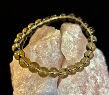 Smoky Quartz Bracelet – 8mm Natural Crystal for Grounding, Protection & Clarity
