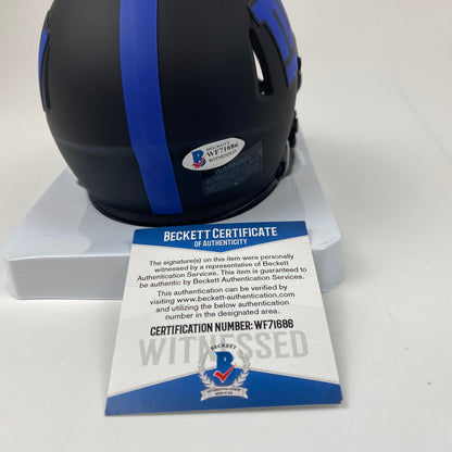 Autographed/Signed Saquon Barkley New York Giants Lunar Eclipse Mini Football Helmet Beckett BAS COA