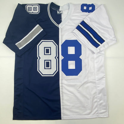 Autographed/Signed CeeDee Lamb Dallas Split White/Blue Football Jersey JSA COA