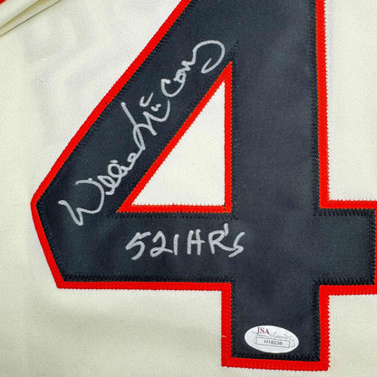 Autographed/Signed Willie McCovey "521 HR's" San Francisco Cream Baseball Jersey JSA COA