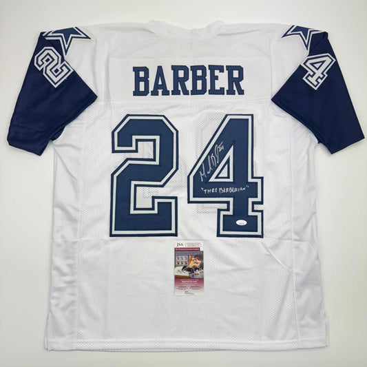 Autographed/Signed Marion Barber Dallas White Color Rush Football Jersey JSA COA