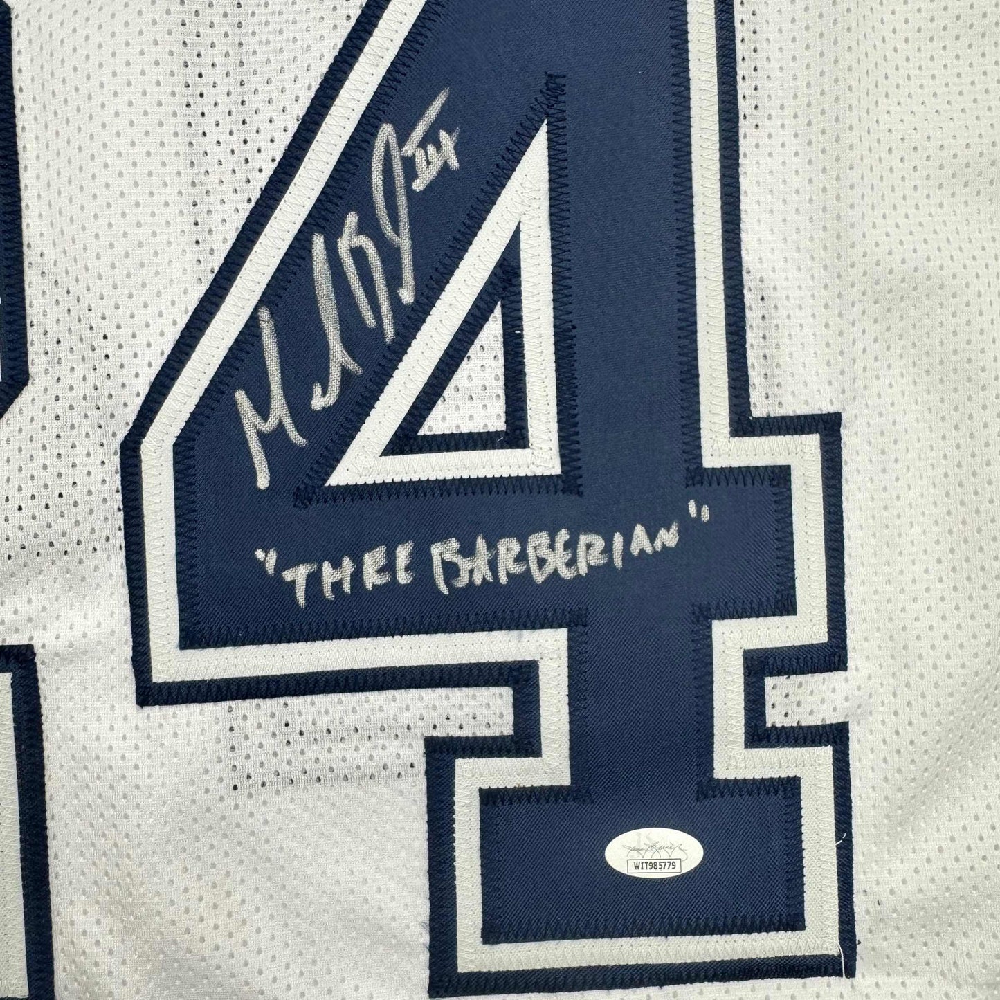 Autographed/Signed Marion Barber Dallas White Color Rush Football Jersey JSA COA