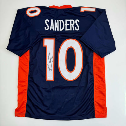 Autographed/Signed Emmanuel Sanders Denver Blue Football Jersey JSA COA